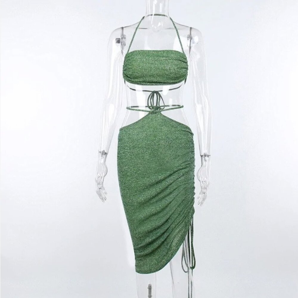 Green Glitter Sparkle Two Piece set XS